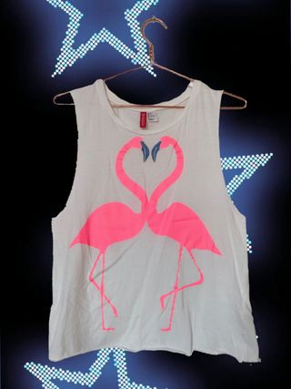 Camiseta sin mangas H&M flamencos rosa