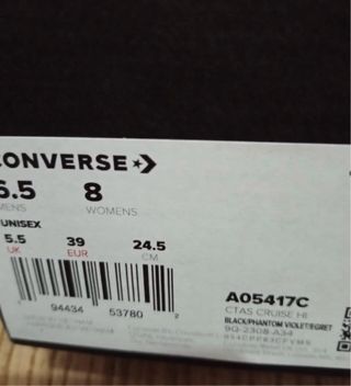 Converse Cruise Hi Talla 39 Black/White&Lilac