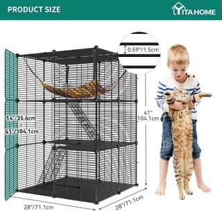 Jaula Gatos 3 Niveles con Hamaca 71x71x104 cm