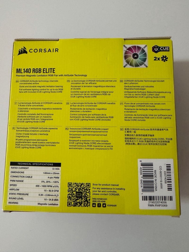 2x Corsair ML140 RGB ELITE (PRECINTADOS) afbeelding 2