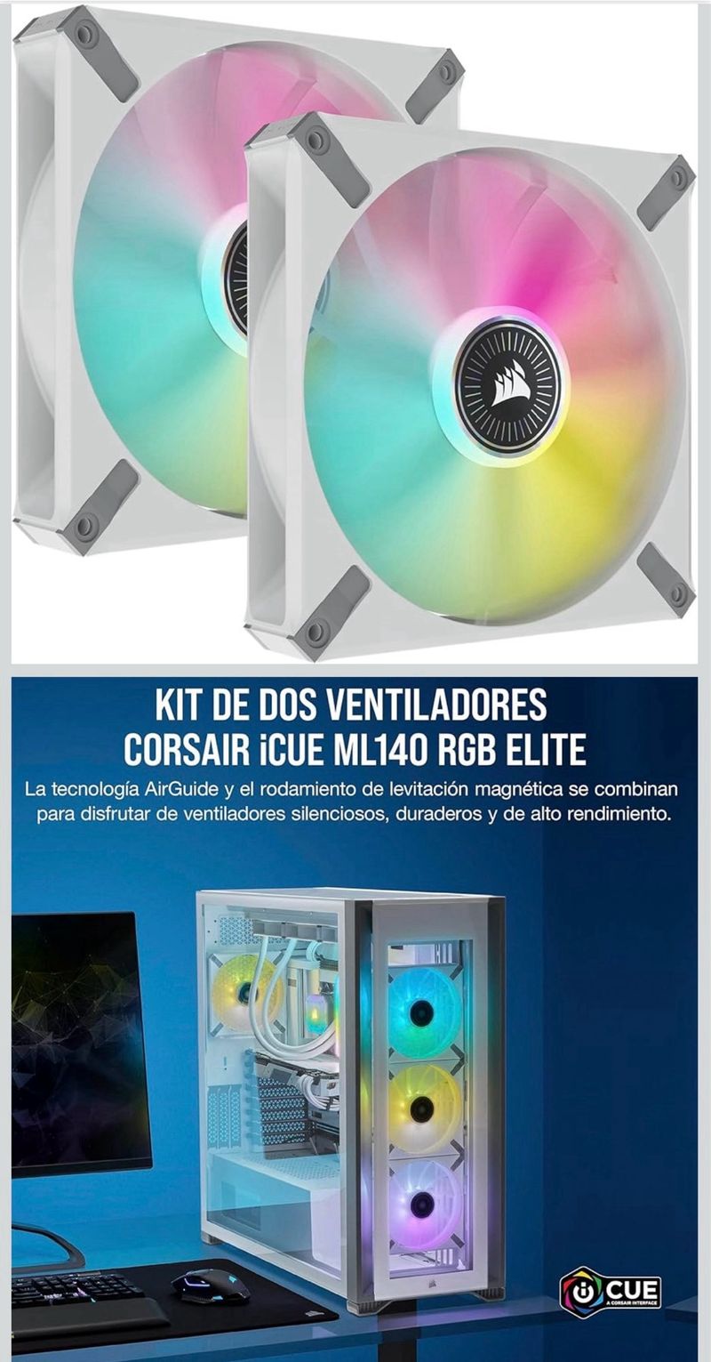 2x Corsair ML140 RGB ELITE (PRECINTADOS) afbeelding 4
