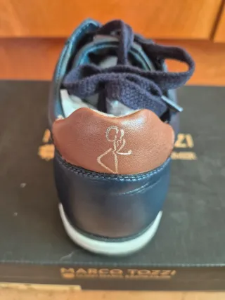 Zapatillas Piel Hombre Azul y Marrón