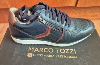 Zapatillas Piel Hombre Azul y Marrón