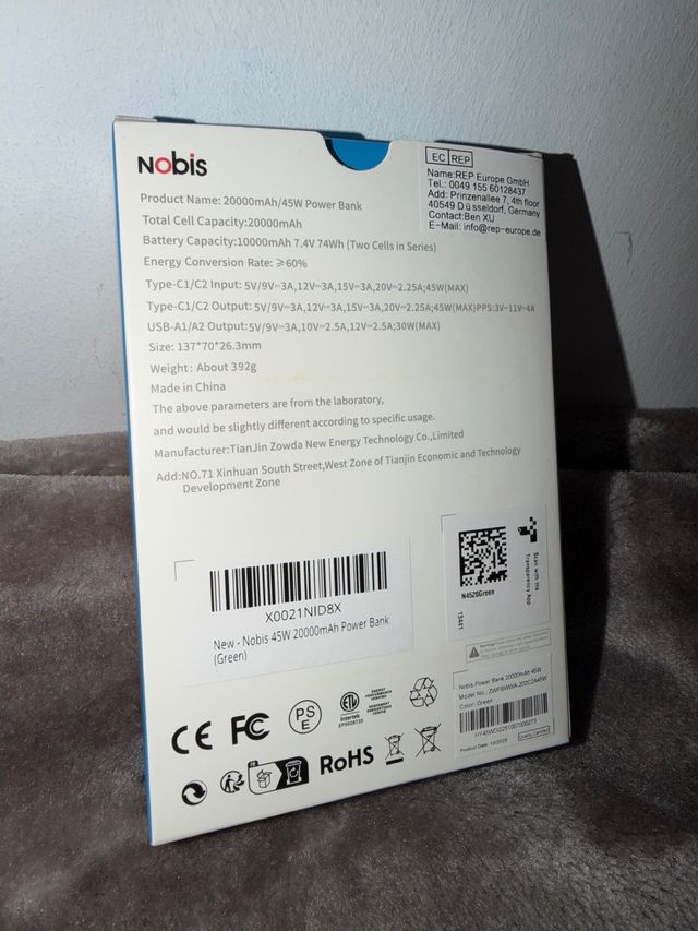 Nobis Powerbank 20000mAh 45W PD3.0