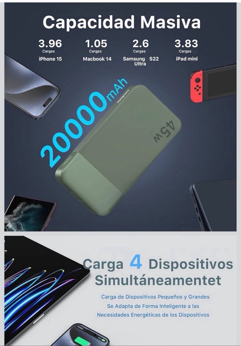 Nobis Powerbank 20000mAh 45W PD3.0 afbeelding 3