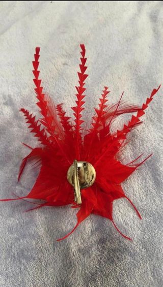 Tocado de plumas rojas