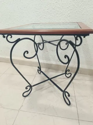 Mesa de centro antigua madera y cristal