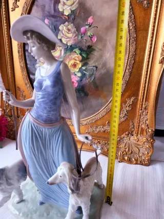 Figura grande Lladro original Dama con Perros Vint