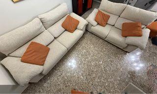 Sofá 3 plazas extensible beige