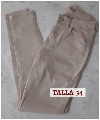Pantalones skinny beige. Talla 34. Nuevos.    #ves
