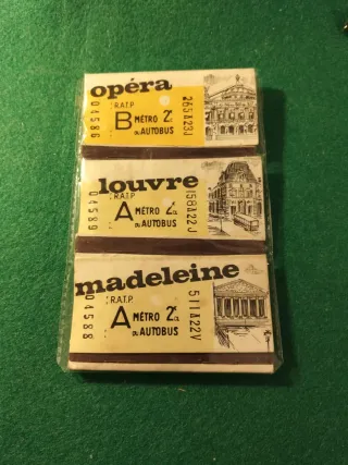 3 Cajas Cerillas RATP Paris: Opera, Louvre, Madele