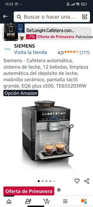 Cafetera Siemens EQ6 plus s500