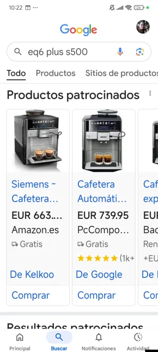 Cafetera Siemens EQ6 plus s500