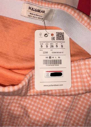 Falda Pull&Bear cuadros rosa y blanco Talla S