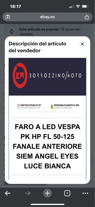 Faro LED Vespa PX/PK 50/125 Nuevo