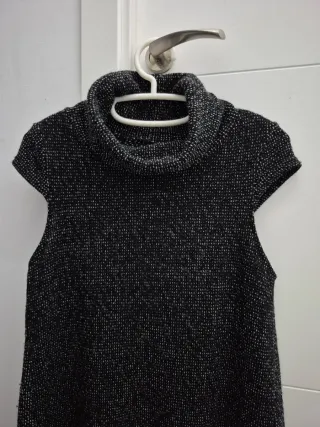 Vestido corto curto tweed cuello alto sin mangas T