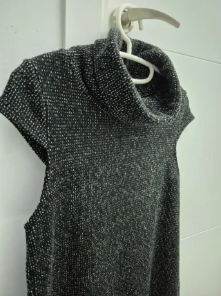 Vestido corto curto tweed cuello alto sin mangas T