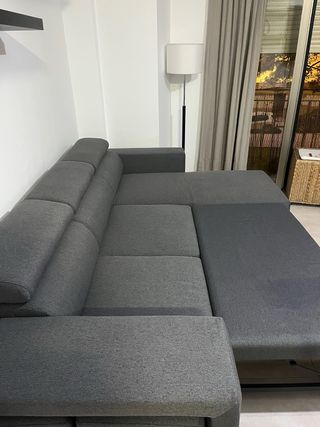Sofá cama gris tela