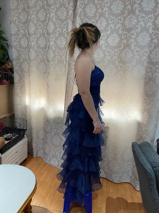 Vestido largo azul marino fiesta boda graduación