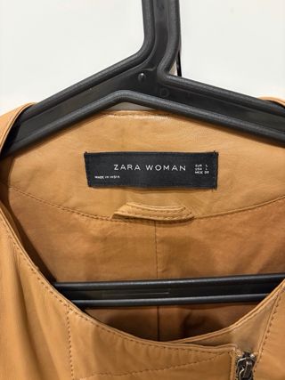 Cazadora Zara Cuero Marrón Mujer