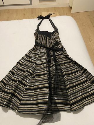 Vestido vintage cóctel rayas S/M