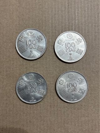 4 Monedas 100 Pesetas J.Carlos I 1982