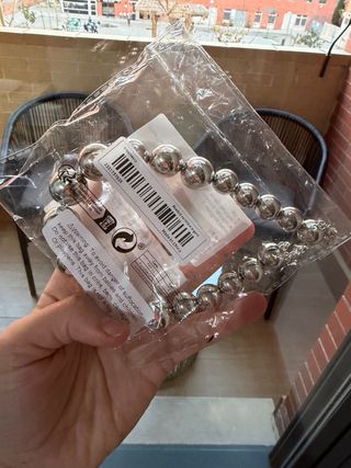 Collar mujer esferas plateadas nuevo