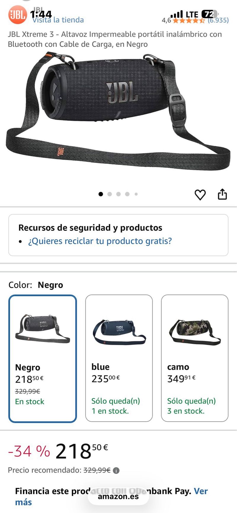 Altavoz JBL Xtreme 3 Negro afbeelding 5