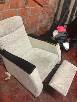 Sofá cama y sillones tela azul/gris