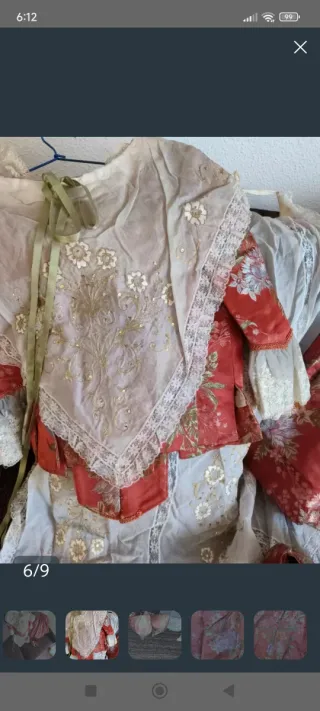 Traje de Fallera coral y Dorado