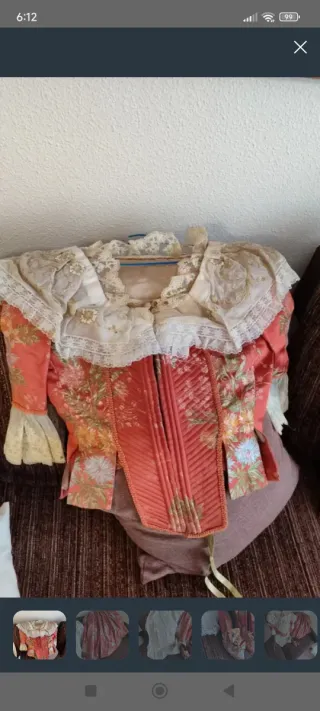 Traje de Fallera coral y Dorado