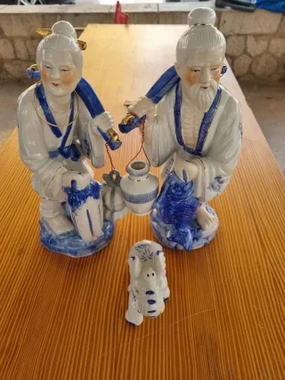 Pareja Figuras Chinas Antiguas Porcelana