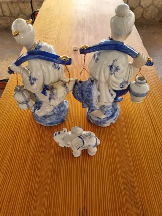 Pareja Figuras Chinas Antiguas Porcelana