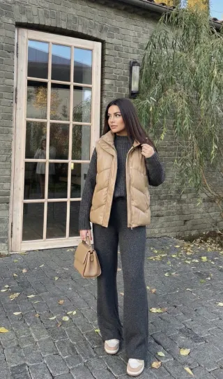 Chaleco acolchado efecto piel Zara Talla M