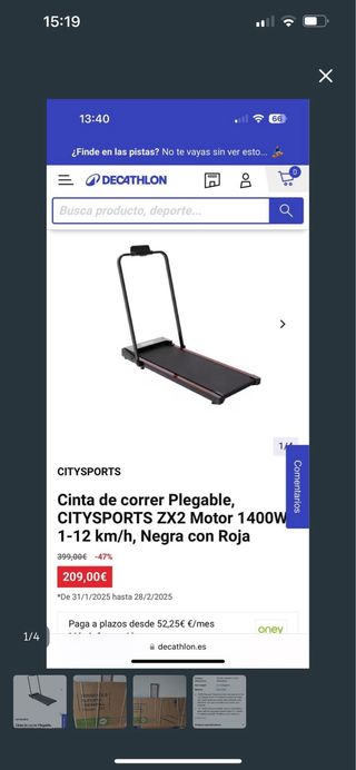 Cinta de correr plegable