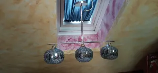 Lámpara colgante vintage cristal y metal