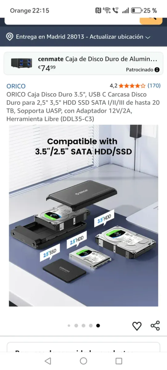 Carcasa Disco Duro ORICO 3.5 USB C afbeelding 2