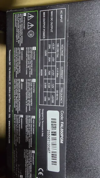 Fuente Alimentación Tecnoware 850W Gold Modular