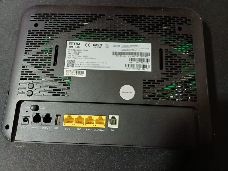 Router Modem TIM Hub+ ZTE H2740 Wi-Fi 6 + Cable afbeelding 4