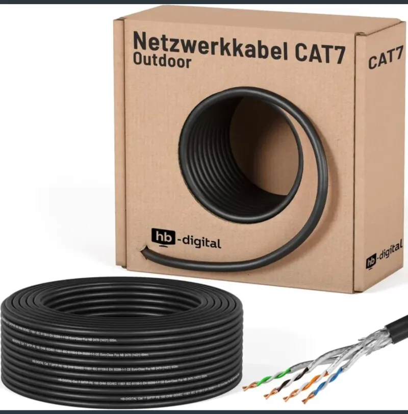 Pack 2 Cables Red Cat7 Outdoor hb-digital