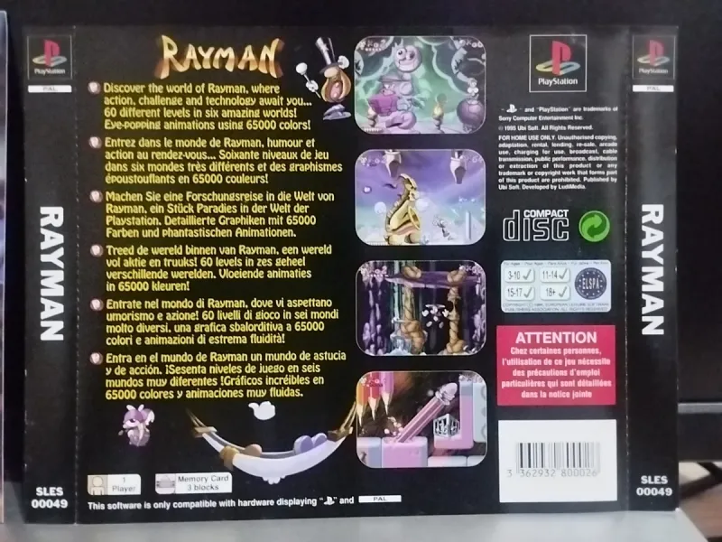 Caratulas Rayman Edición Primera PS1 PSX ⚠️LEER⚠️ afbeelding 3