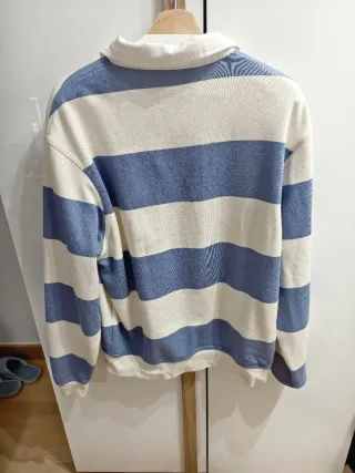 Sudadera Zara Rayas Azul/Beige Talla L