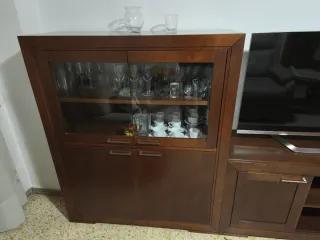 Conjunto comedor: mesa y 6 sillas madera