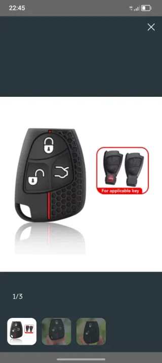 Funda Llave Mercedes 3 Botones Negra