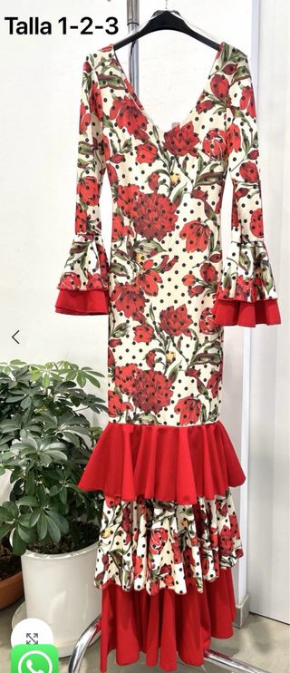 Vestido Flamenca Flores y Lunares Talla Única