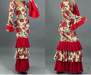 Vestido Flamenca Flores y Lunares Talla Única