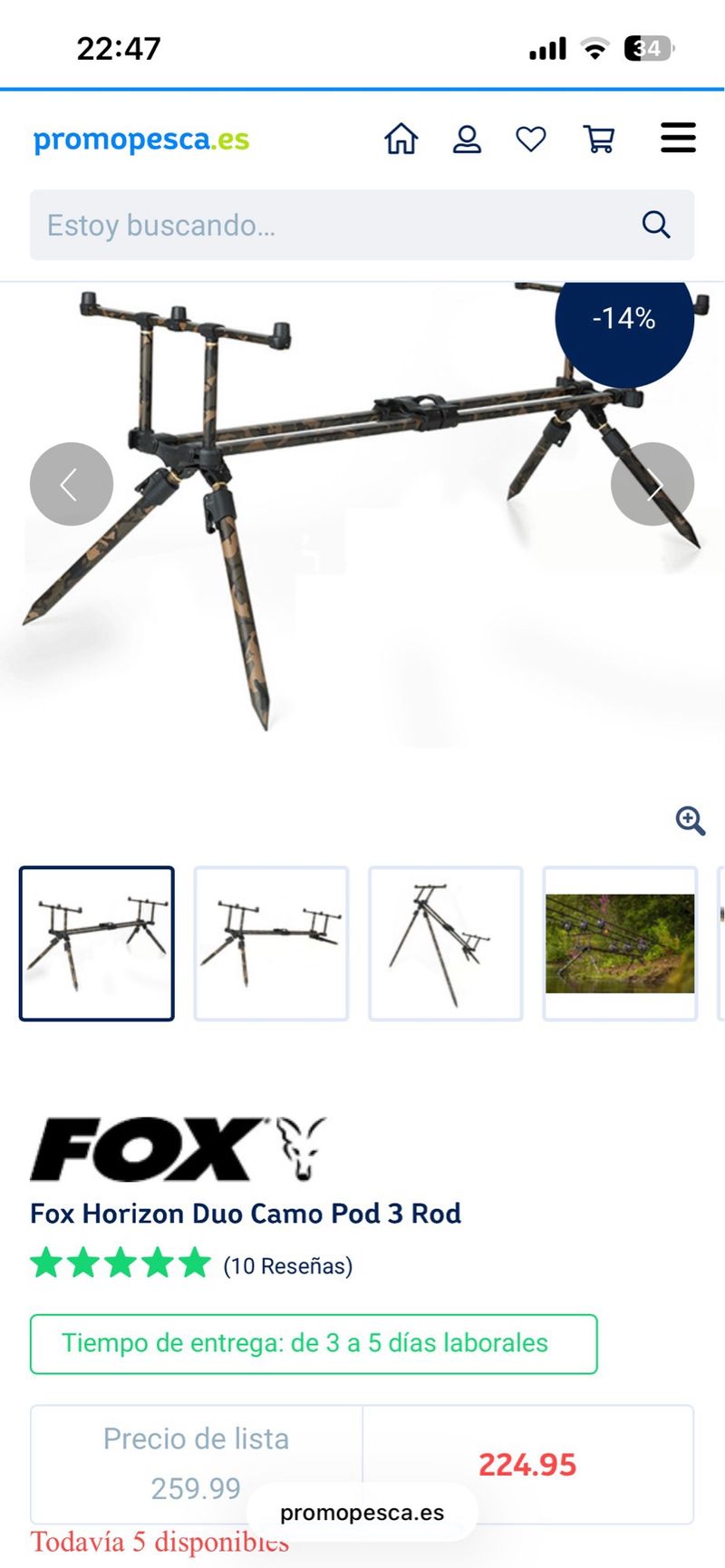 Fox Horizon Duo Camo Pod 3 cañas