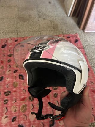 Casco Moto Scooter Blanco y Rosa