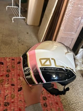 Casco Moto Scooter Blanco y Rosa