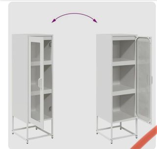 Aparador blanco con puerta de cristal